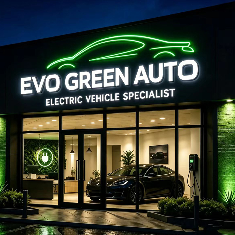 Auto Repair Shop Logo - Papan Tanda Huruf LED Backlit Kustom