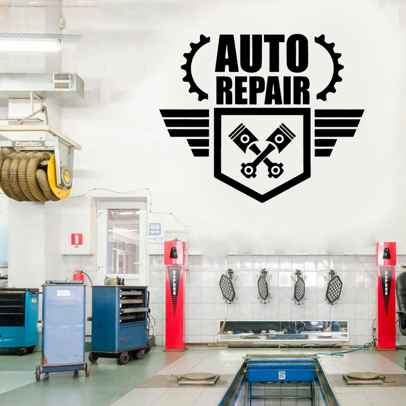 Auto Repair Shop Logo - Stiker Dinding Perbaikan Mobil Logo Layanan