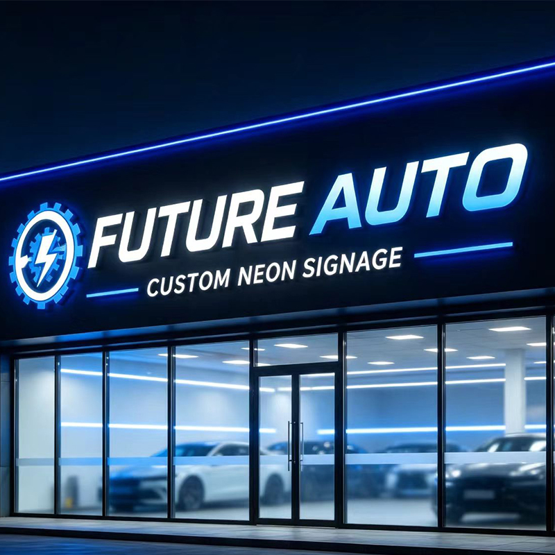 Auto Repair Shop Logo - Tanda Huruf LED 3D Kustom Bercahaya,